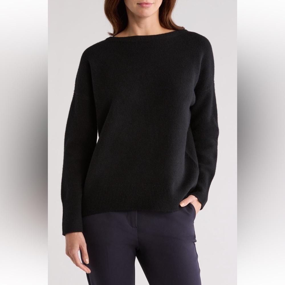 360 Cashmere Designer Classic Black 100% Cashmere Sweater Women’s Size Small